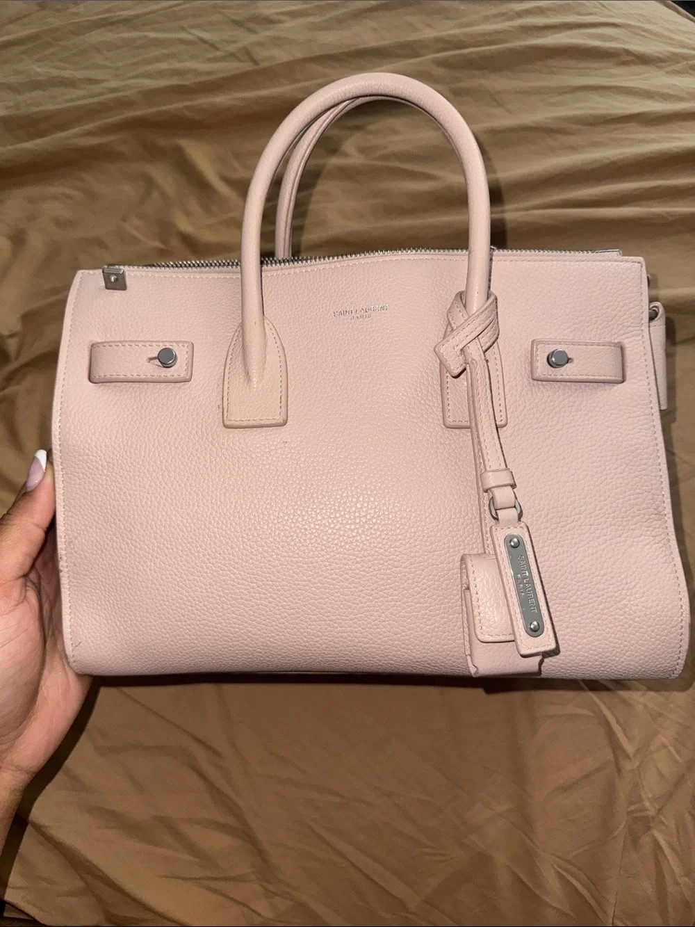 Saint Laurent Blush Pink Pebbled Leather Satchel